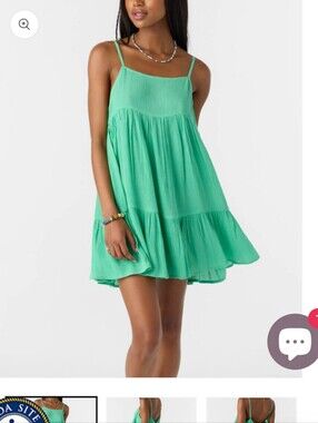 Loft Gauze  Green Tiered Spaghetti-Strap Dress Size Small